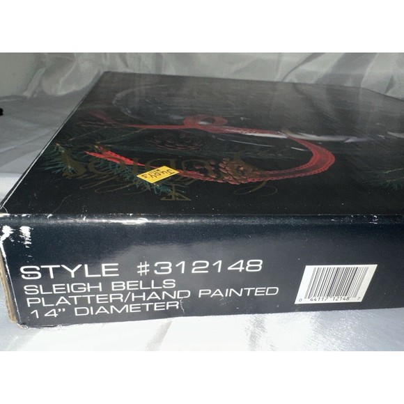 Crystal Clear Studios Sleigh Bells Colored Glass 14’’ Platter Serving Tray w/box - Picture 3 of 9